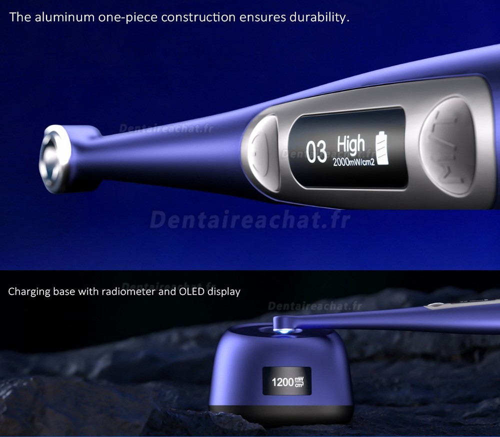 Lampe &agrave; polym&eacute;riser dentaire sans fil LED Mecco Q9 avec radiom&egrave;tre LED et d&eacute;tecteur de caries